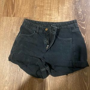 black jean shorts